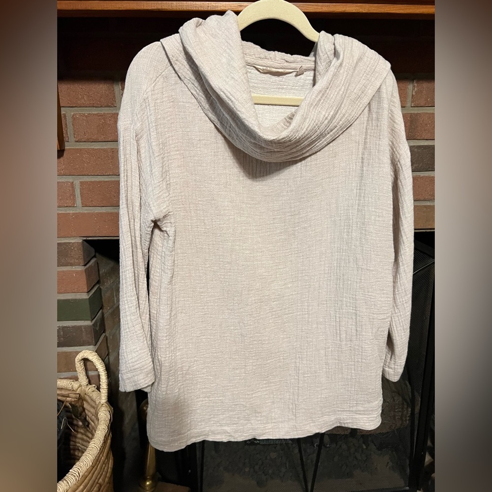 M Soft Surroundings Taylen Flax Linen Blend Tunic Top 2CC33 Cowl Neck Relaxed